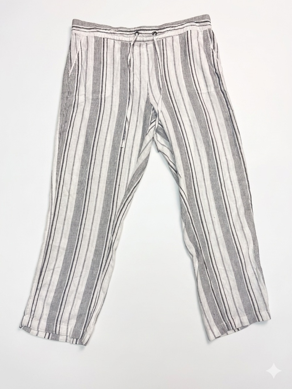 Per Se Black & White Striped Drawstring Pants-NWT